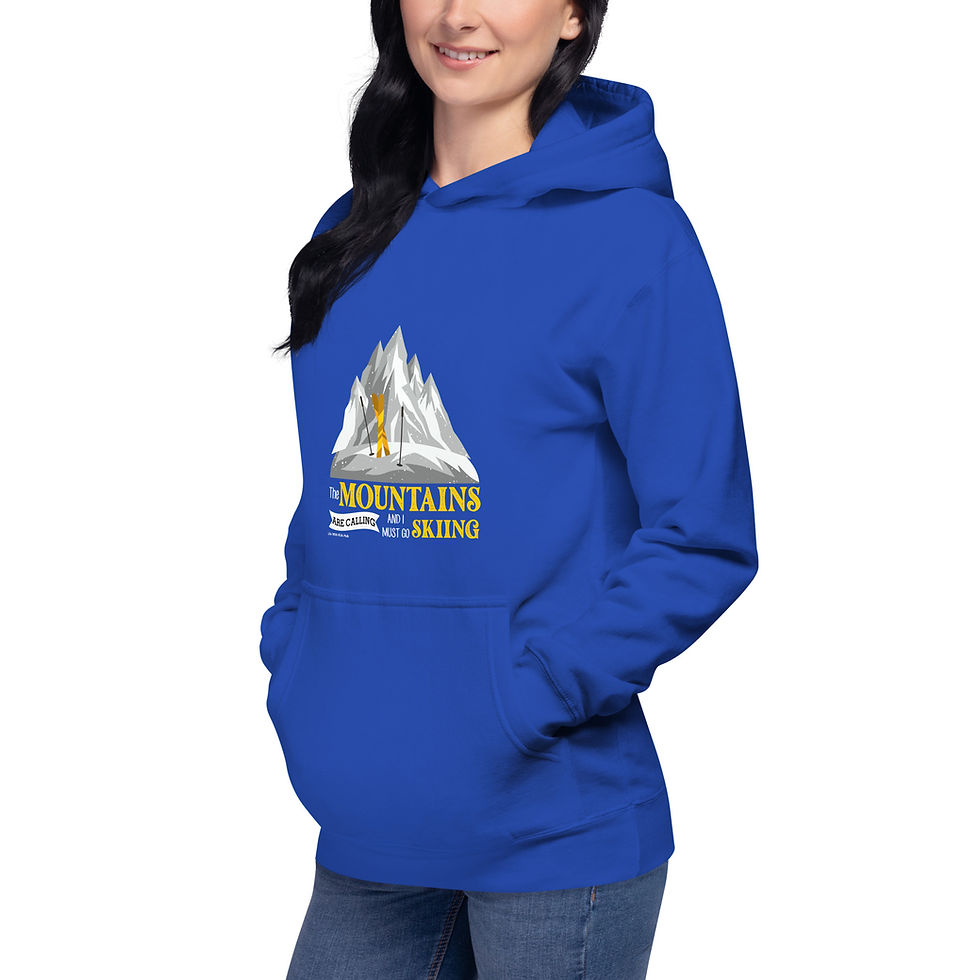 Thumbnail: The Mountains are Calling and I must go Skiing Unisex Hoodie