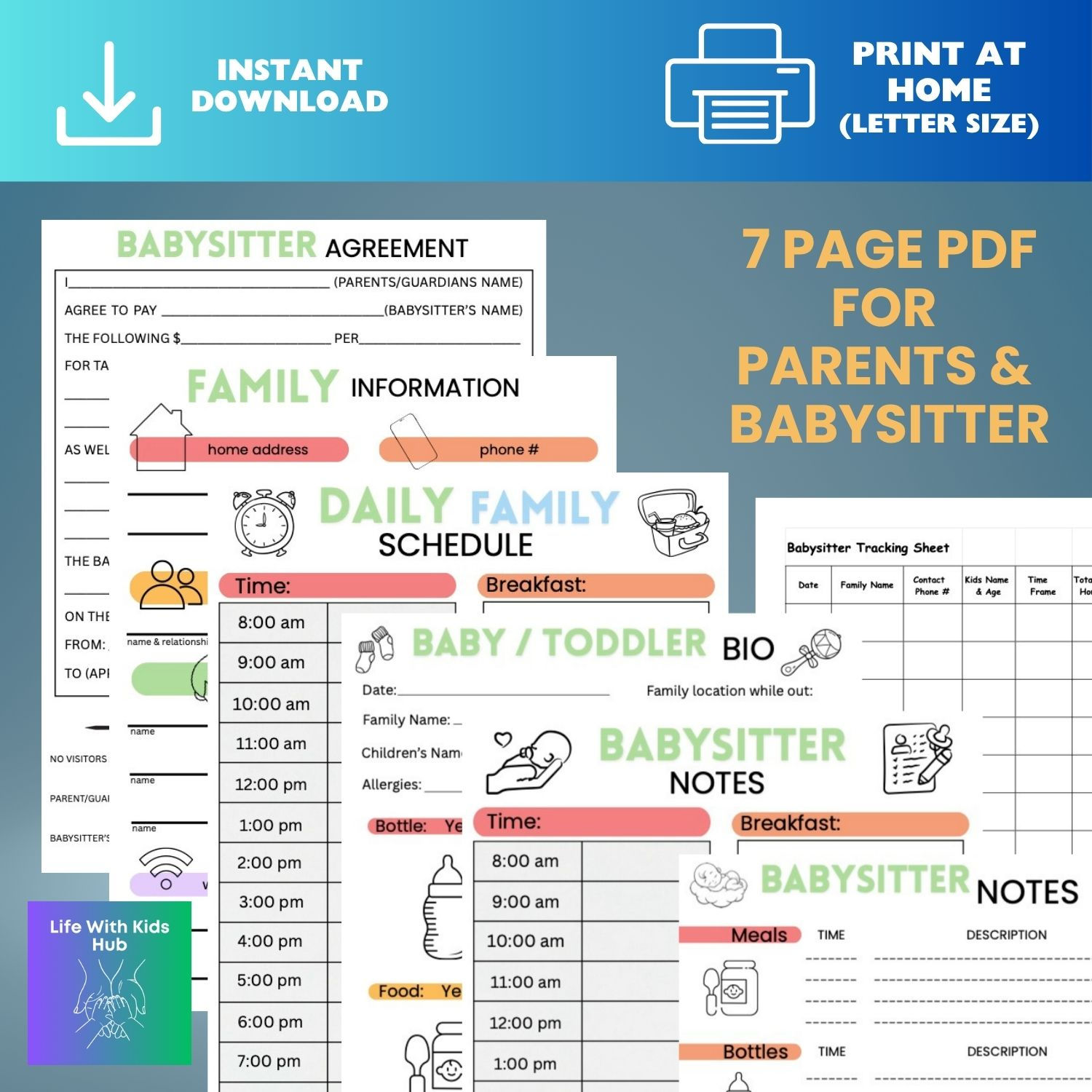 Babysitting Packet for Parents & Babysitters
