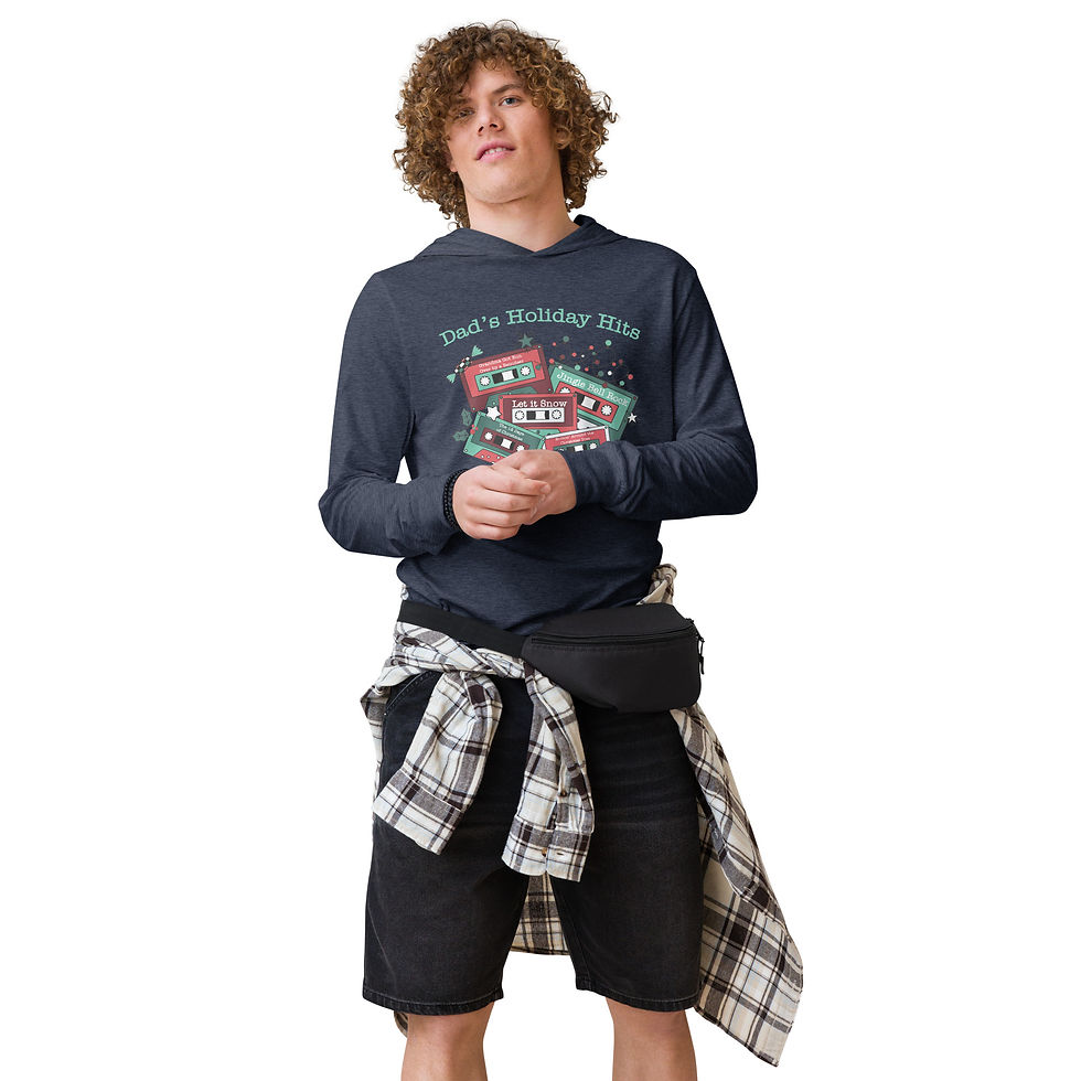 Thumbnail: Dad's Retro Holiday Hits Hooded Long-Sleeve Tee