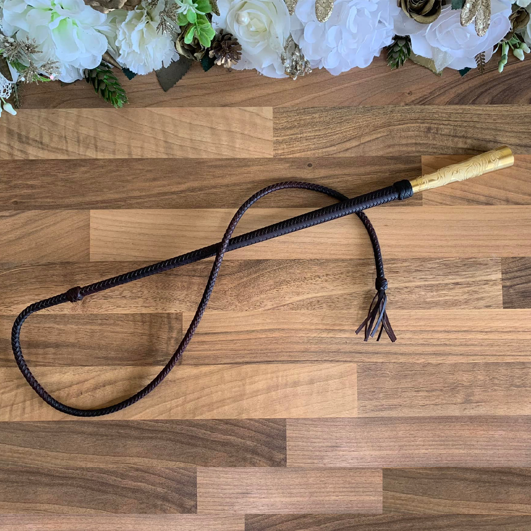 Welsh in hand whip, braided shaft and lash.