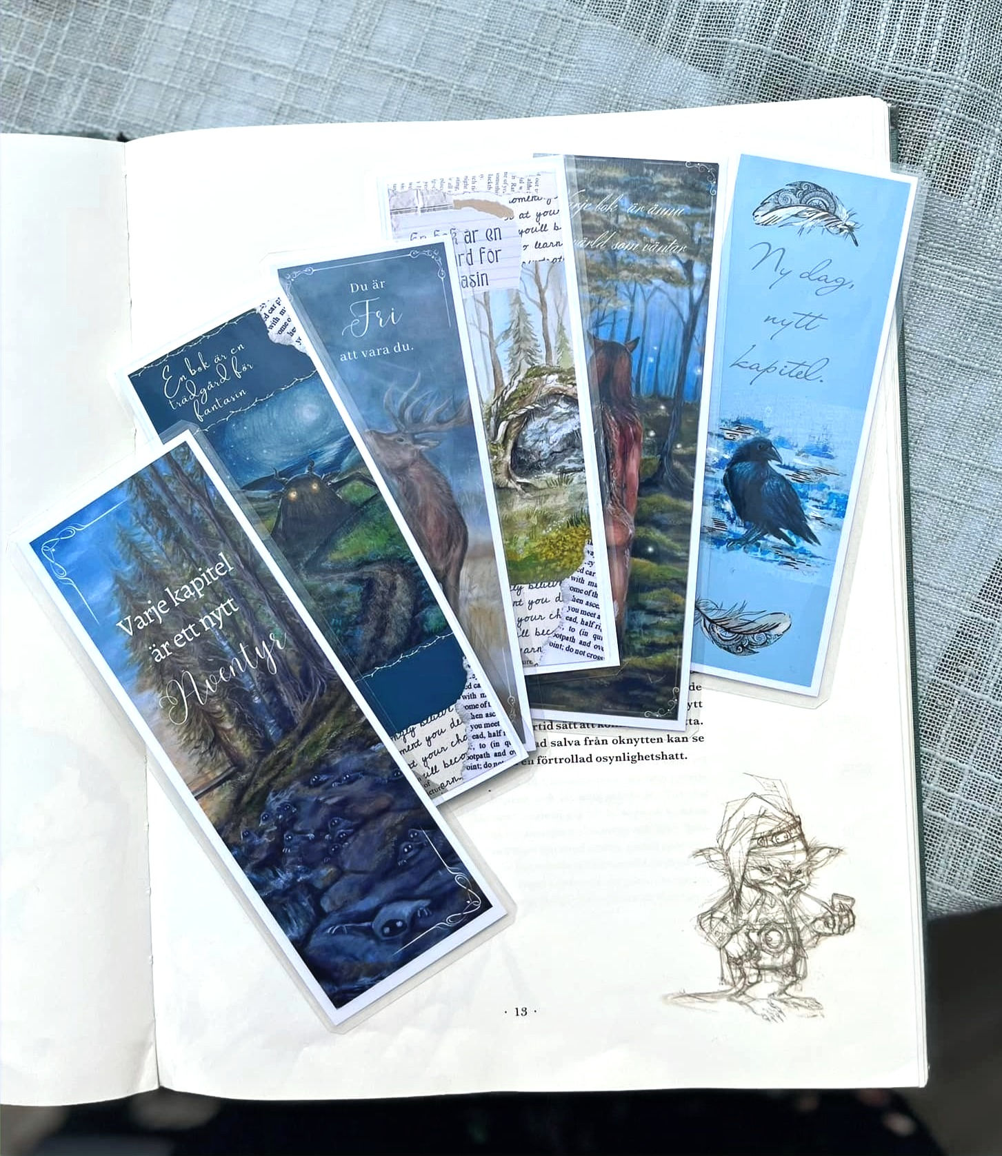 5 Blandade Laminerade Bokmärken