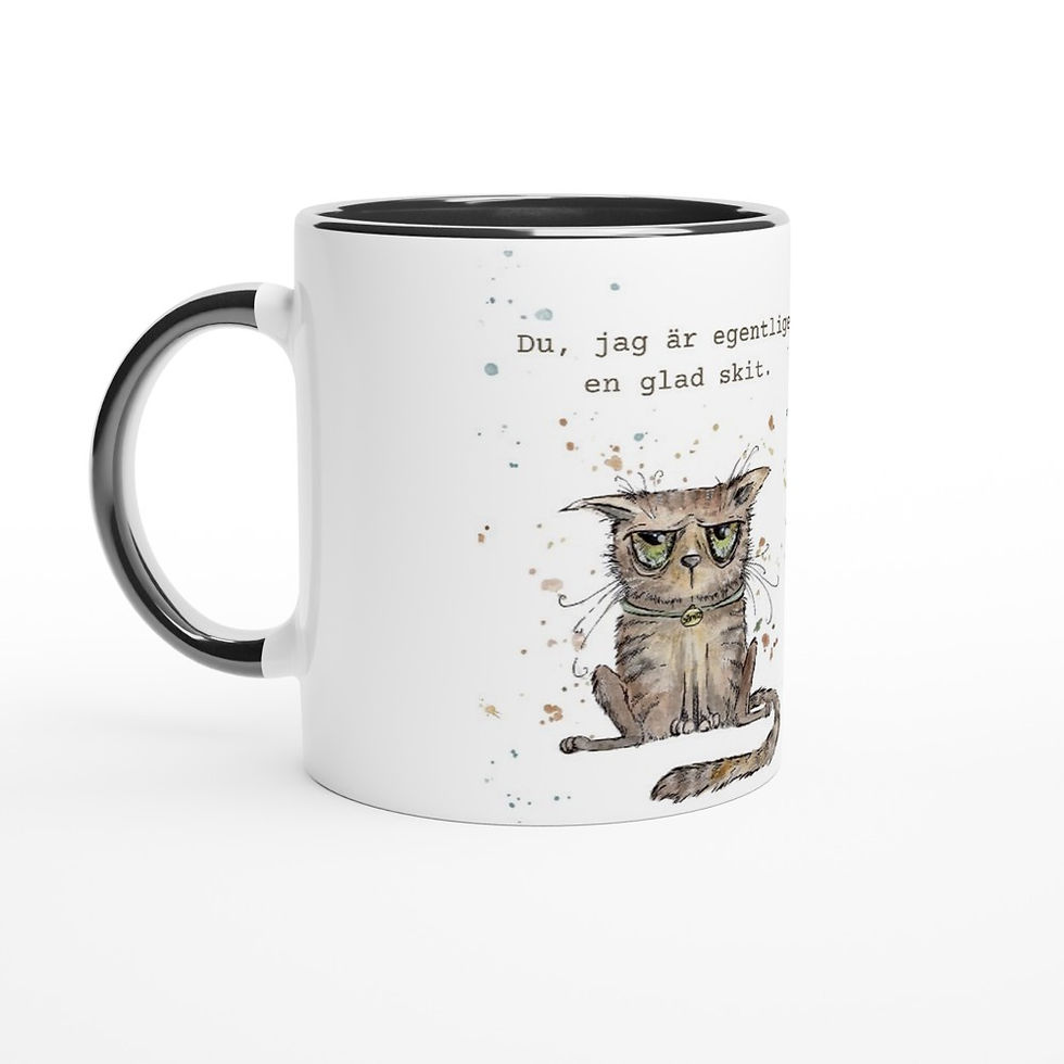 Miniatyrbild: Keramisk mugg med tryck "Jag är egentligen en glad skit"-katten