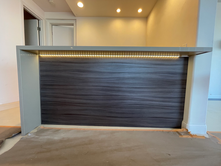 Mood-enhancing kitchen bar lighting installation by Jayo Electric.