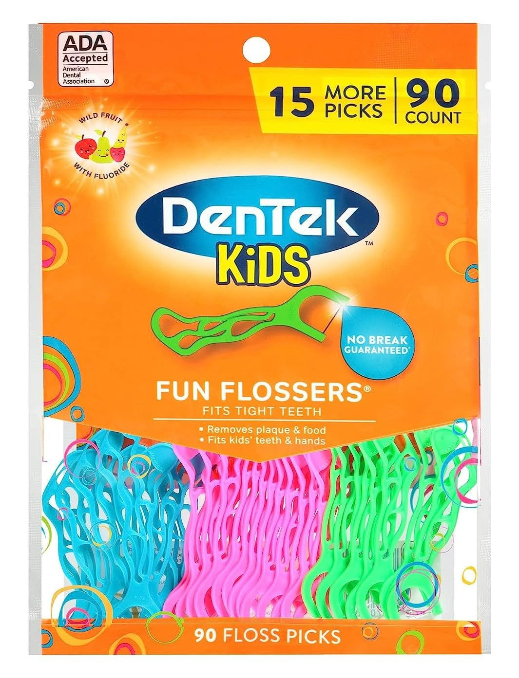 DenTek Kids Fun Flossers Wild Fruit 90 Stück