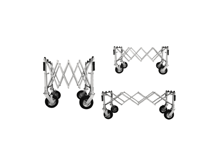 Miniatură: catafalc funerar port sicriu extensibil cu roti din aluminiu