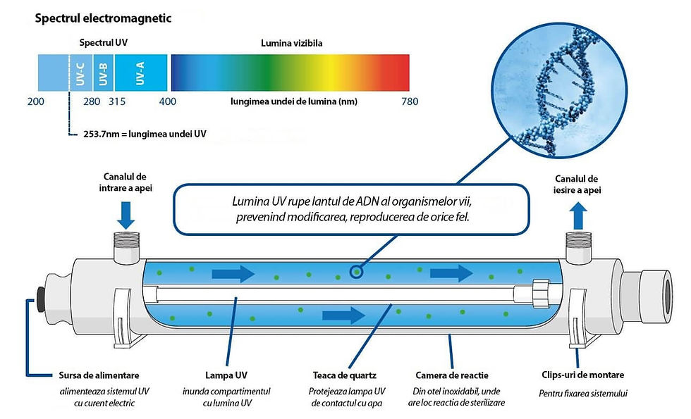 Miniatură: Lampa UV scurgere canalizare apa contaminata