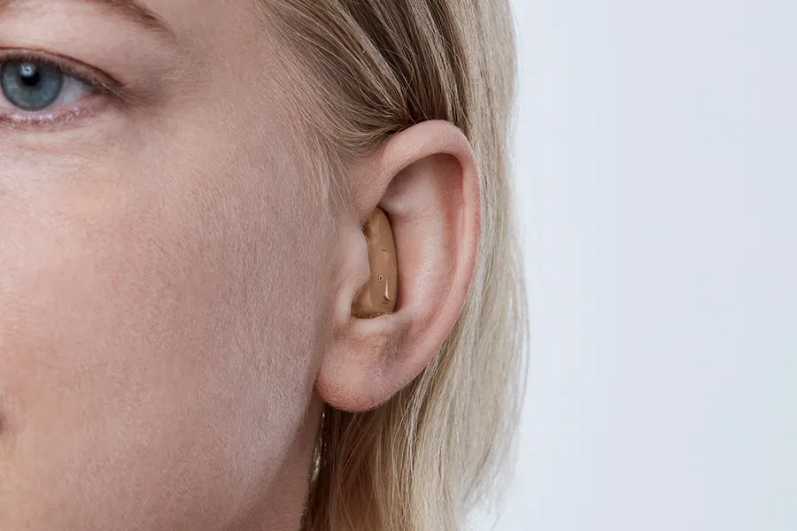 Front view of full-shell ITE hearing aid