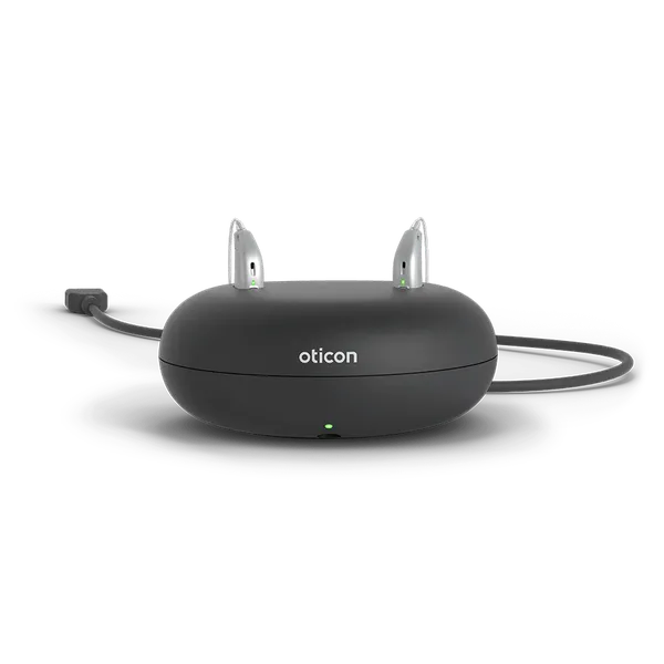 Hearing aids in a charger