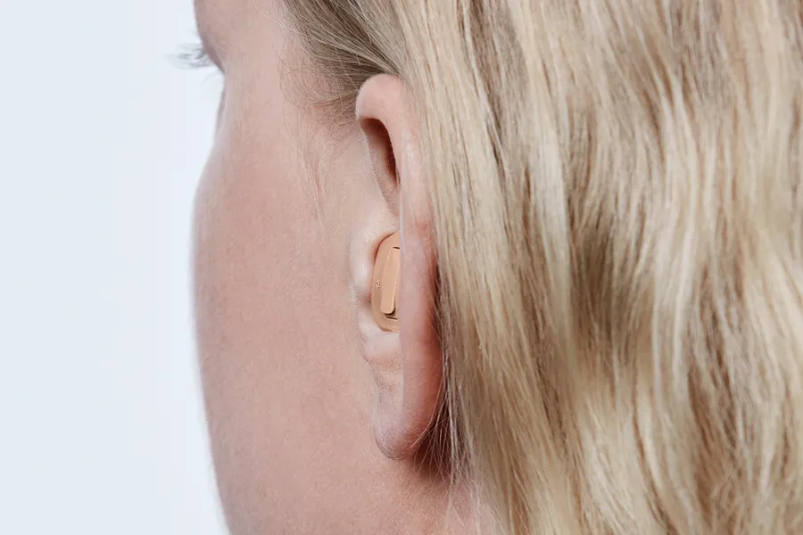 Rear view of full-shell ITE hearing aid