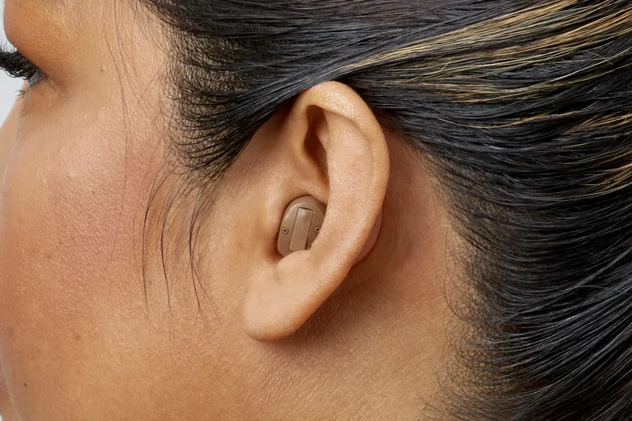 Rear view of ITC hearing aid