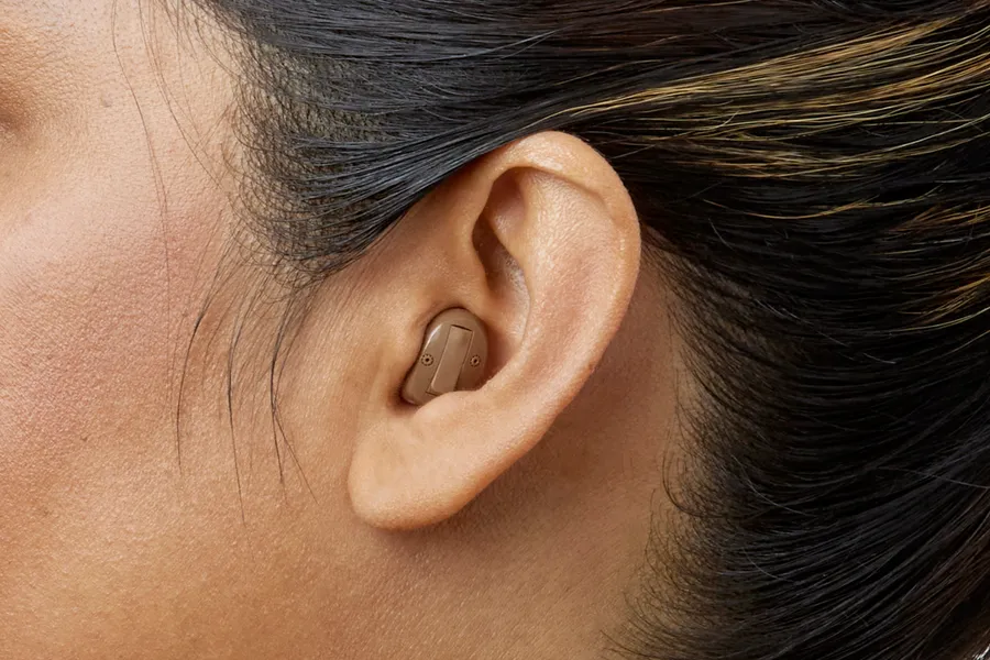 Side view of ITC hearing aid