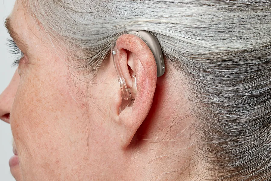 Rear view of BTE hearing aid
