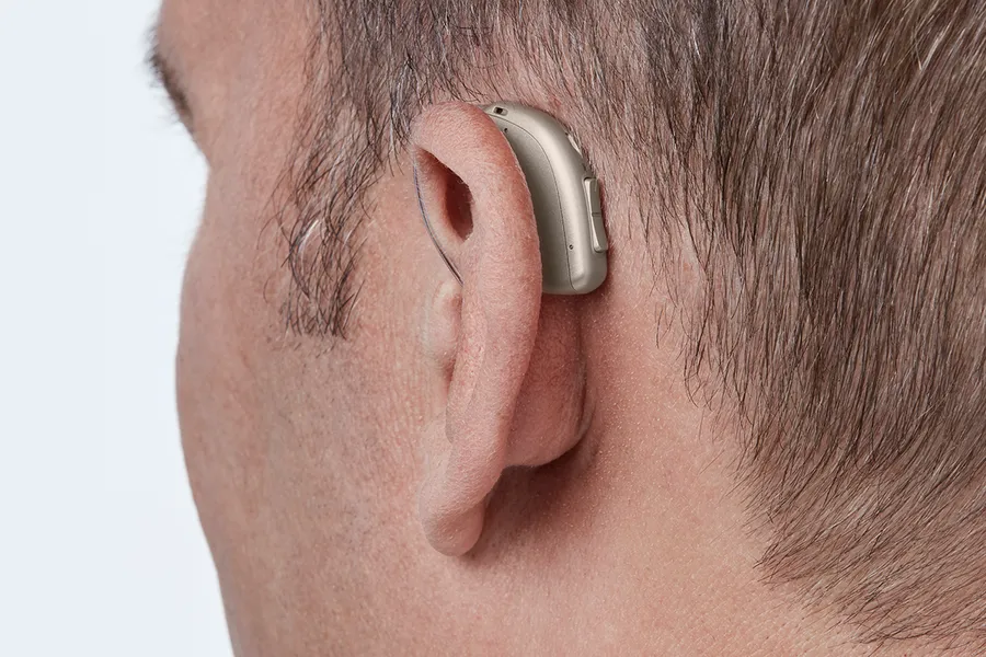 Rear view of RIC hearing aid