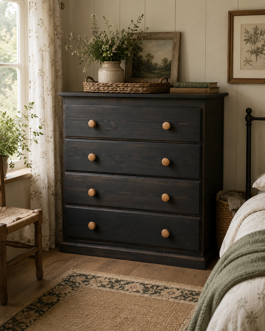 Farmhouse Dark Washed Pine Chest of Drawers