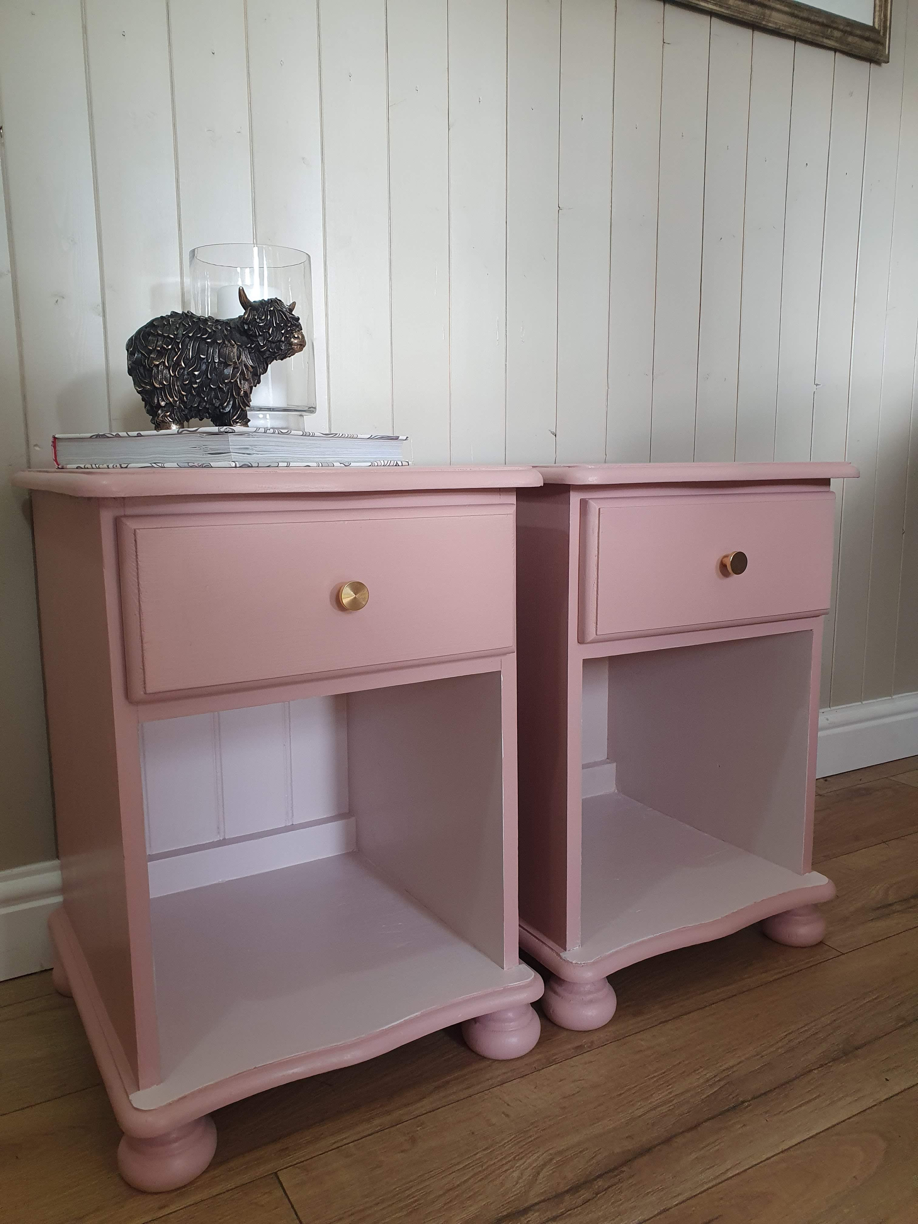 Heritage Pink Pair of Bedside Tables