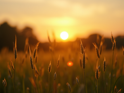 environmental shot organic farm fields sunrise golden light regenerative agriculture pract