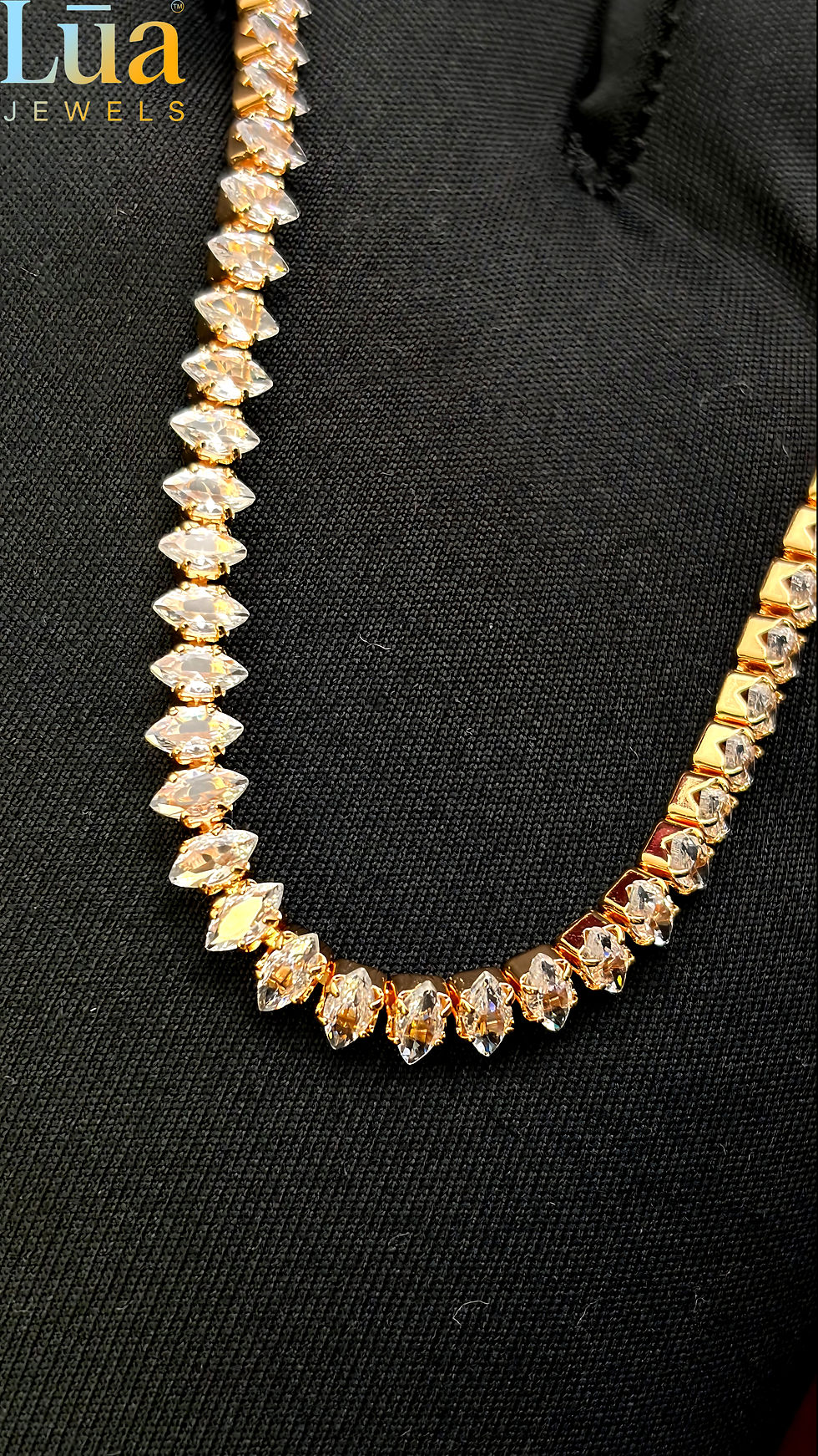 Thumbnail: Gold Marquise Ice-Crystal Link Necklace LUA Jewels