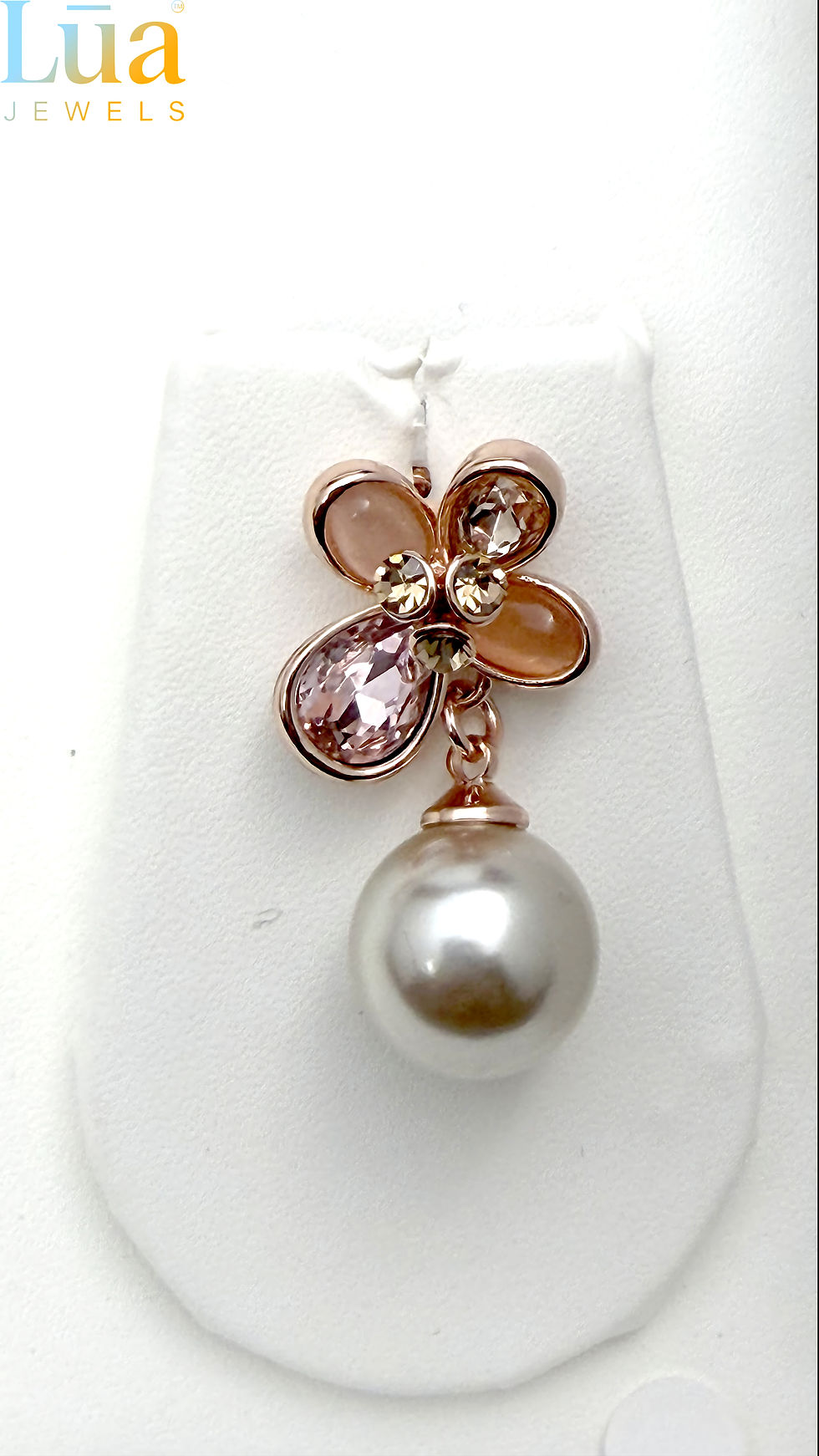 Thumbnail: Gold Floral Pearl Drop Pendant Necklace LUA Jewels