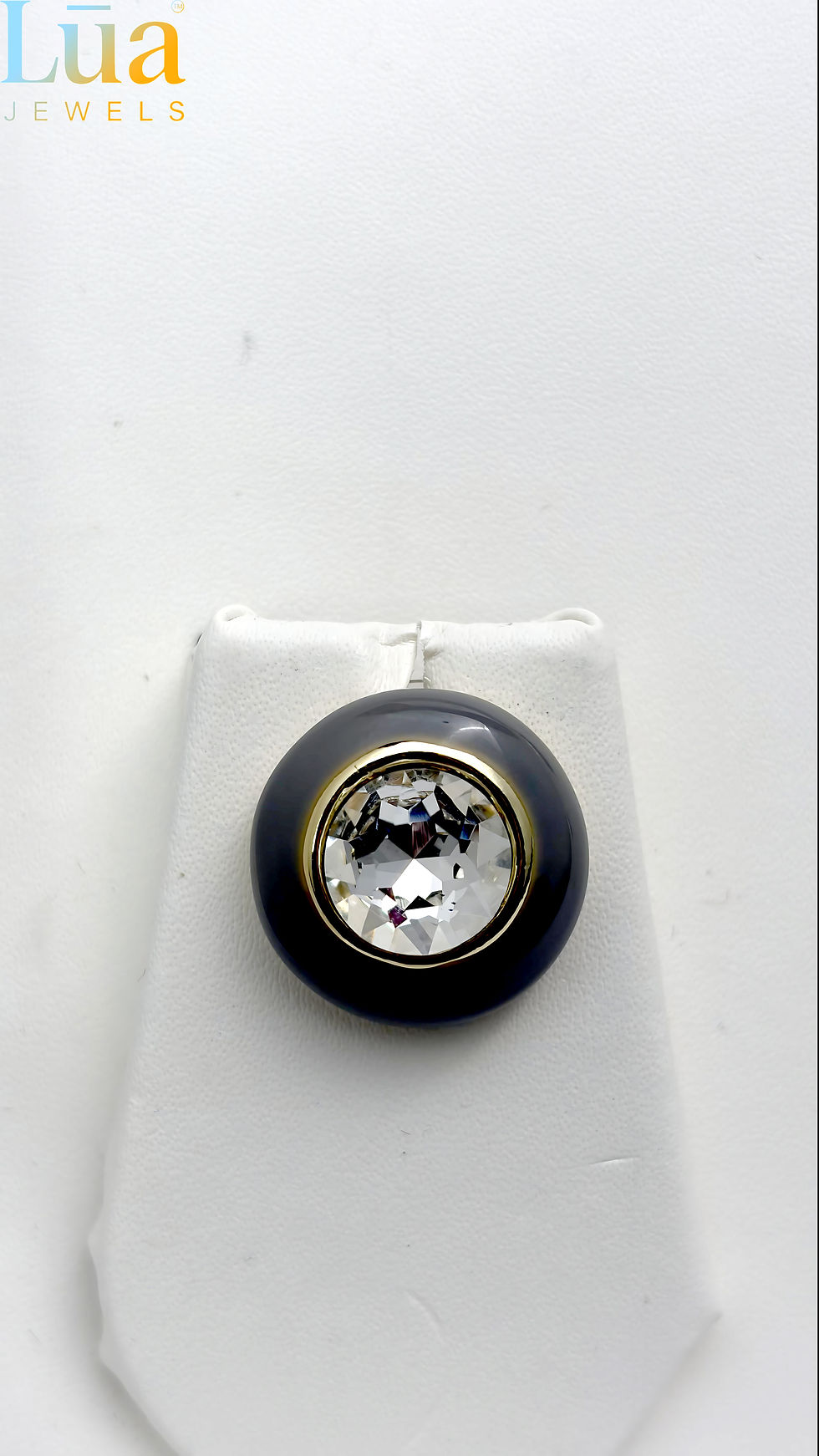 Thumbnail: Gold Enamel Round Crystal Pendant Necklace LUA Jewels