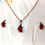 Thumbnail: Rose Gold Red Teardrop Pendant Necklace Set