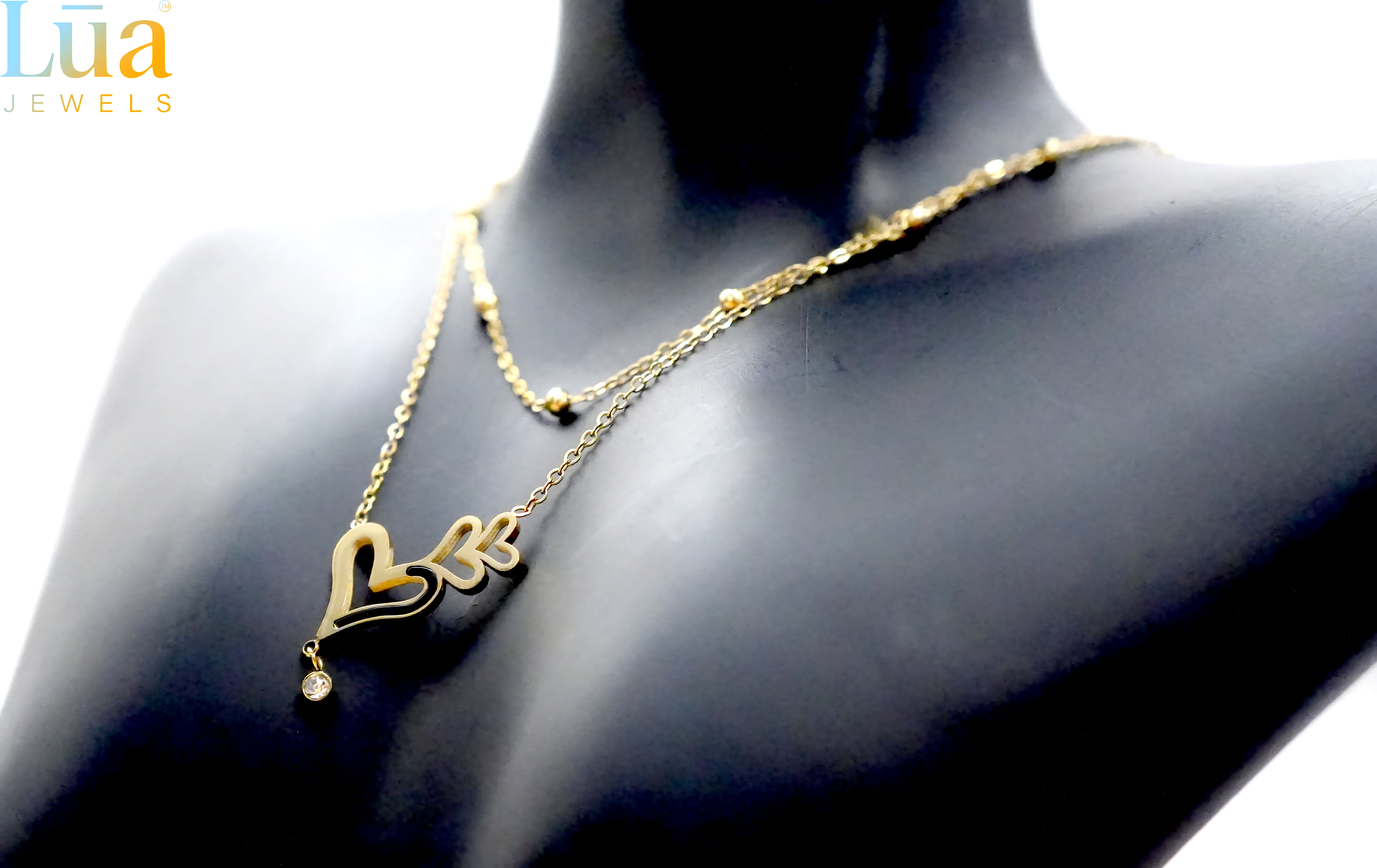 Golden Heartflow Duo Chain Necklace