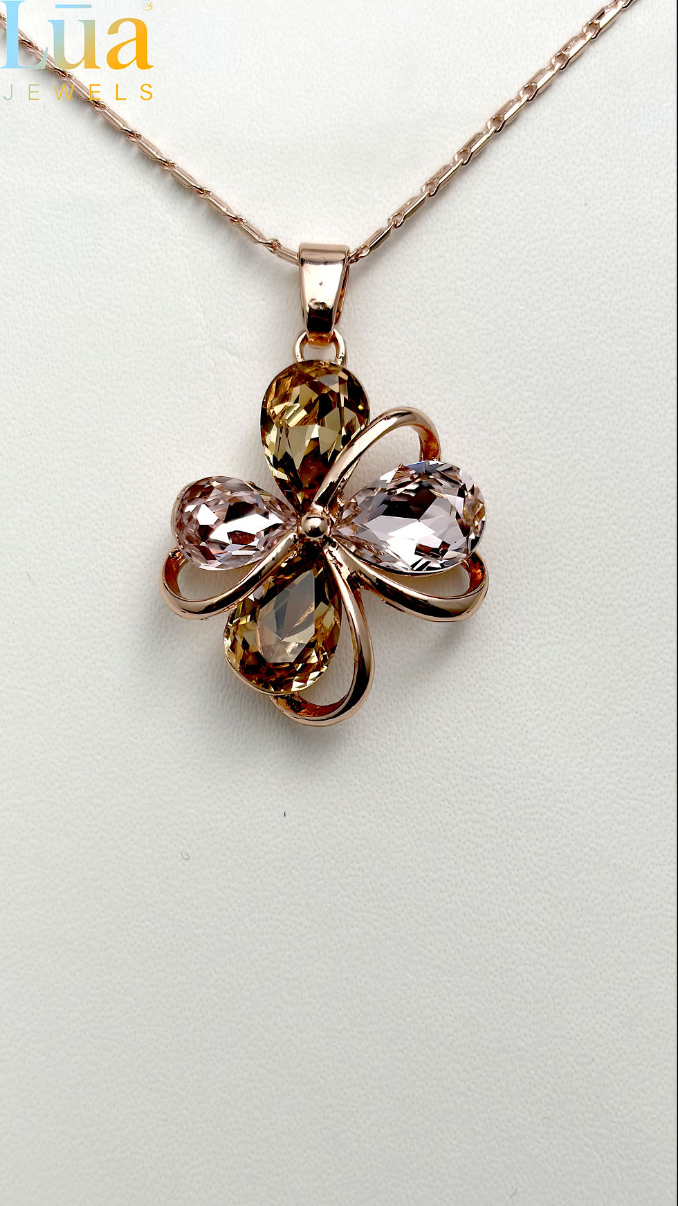 Thumbnail: Gold Floral Crystal Pendant Necklace LUA Jewels