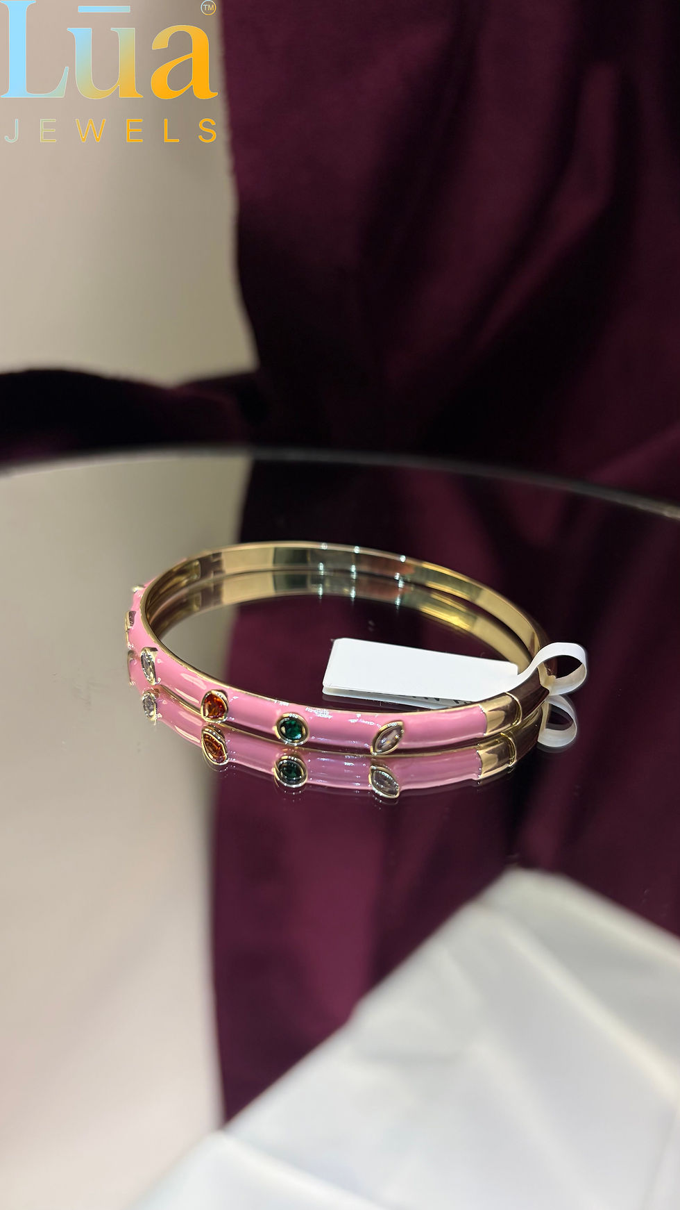 Thumbnail: Blush Pink Enamel Multigem Kada � Gold