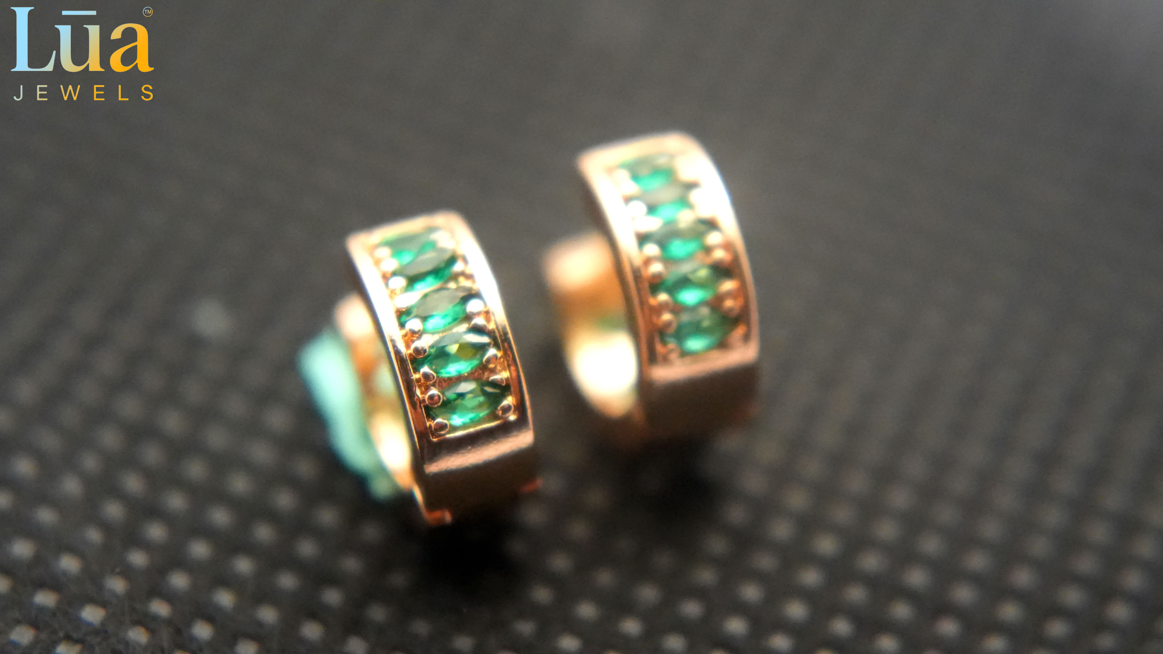 Emerald Curve Hoop Earrings � Lua Jewels
