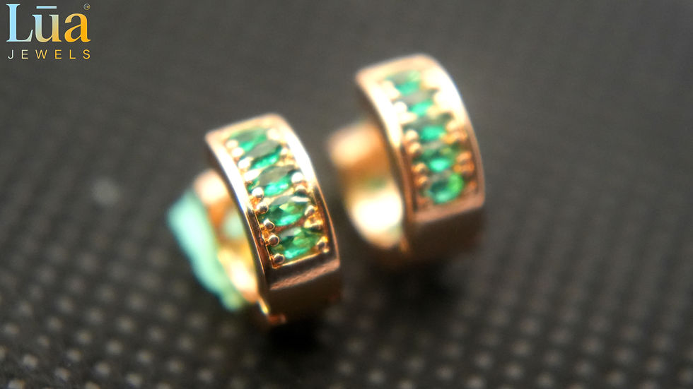 Thumbnail: Emerald Curve Hoop Earrings � Lua Jewels