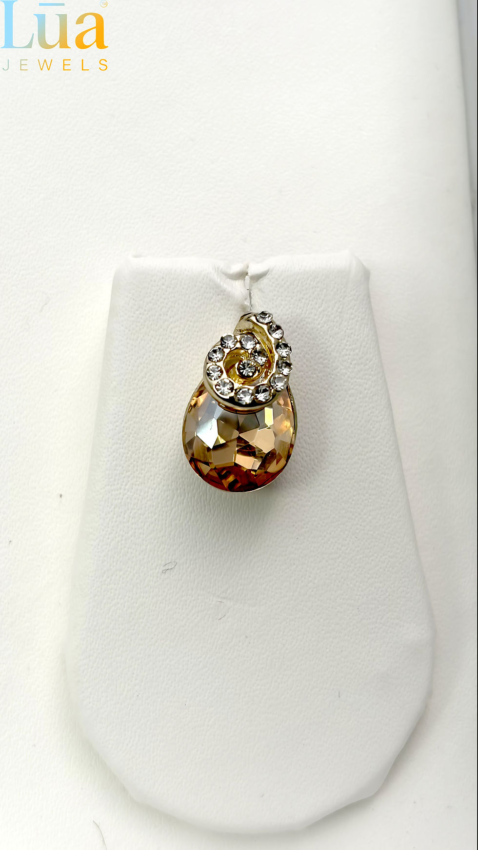 Thumbnail: Gold Oval Champagne Crystal Accent Pendant Necklace LUA Jewels