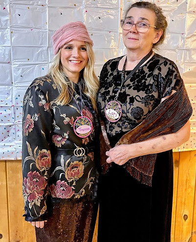Theresa and Lori dressed to the nines.JPG