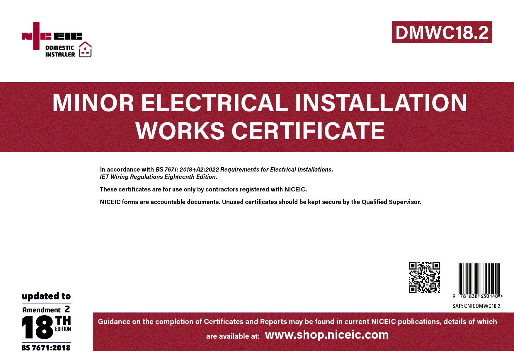 electrical Installation  certificate Minor Works