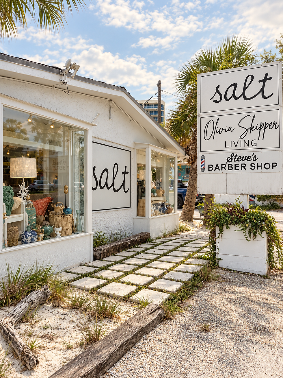 Salt interior design shop in Orange Beach, on the beach and at The Wharf