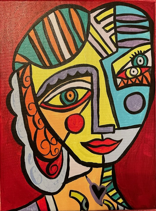 Abstract painting of a face