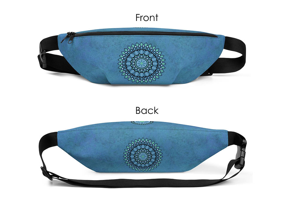 Thumbnail: Front and back view of the Mandala (rustic blue) belt bag.