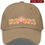 Thumbnail: Close-up view of a khaki colored Sun Soul dad hat. Words “SUN SOUL” and a sun with a peace sign at its center.