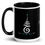 Thumbnail: Unalome Journey mug left side. Black mug with a gray Unalome and gray and turquoise dot accents below it.
