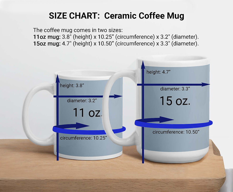 Thumbnail: Coffee mug 11oz and 15oz size chart.