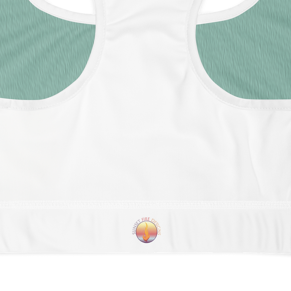 Thumbnail: Inside view sea green OM symbol sports bra.