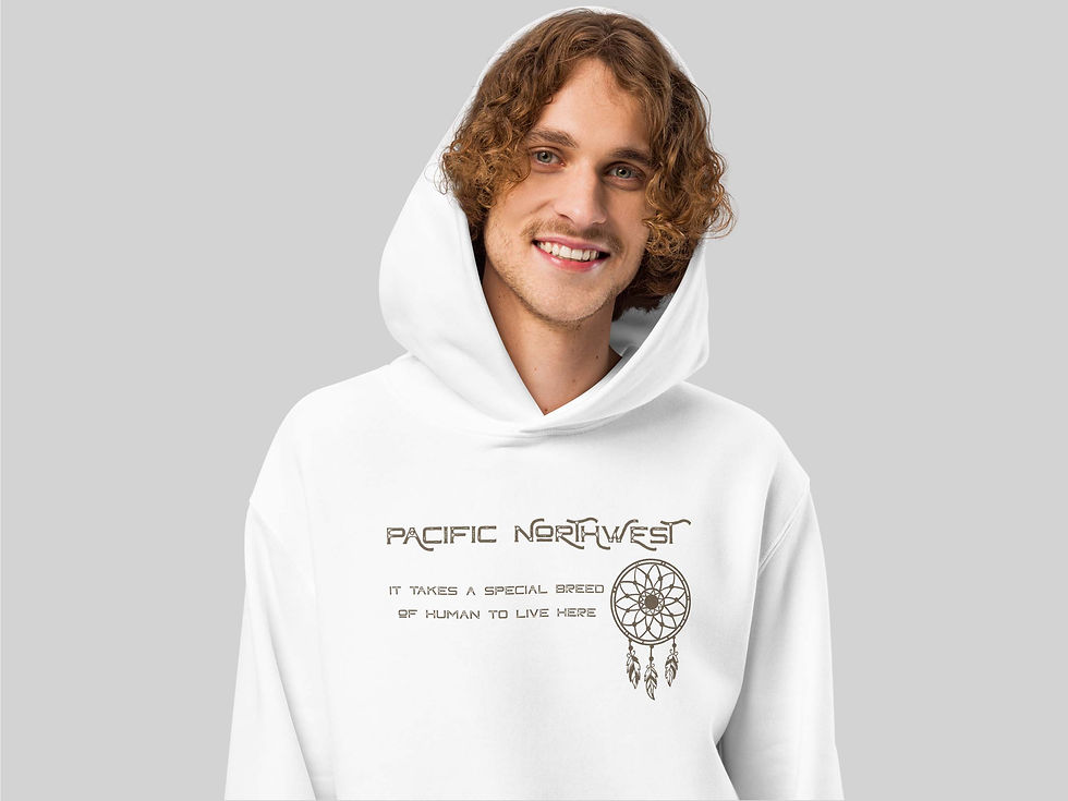 Thumbnail: Young man wearing hoodie. A dreamcatcher next to slogan "Pacific Northwest. It takes a special breed of human to live here."