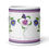 Thumbnail: Dancing Flowers coffee mug front side. Pink, purple, blue Watercolor Canterbury Bells and Gerbera Daisies dancing together.