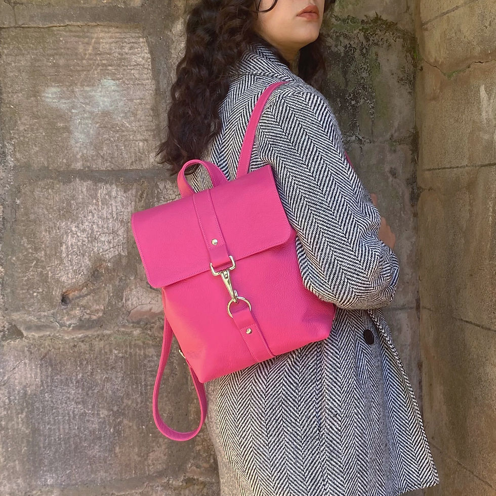 Thumbnail: Small Leather Backpack - Pink