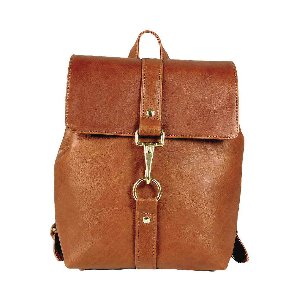 Small Leather Backpack - Caramel Tan
