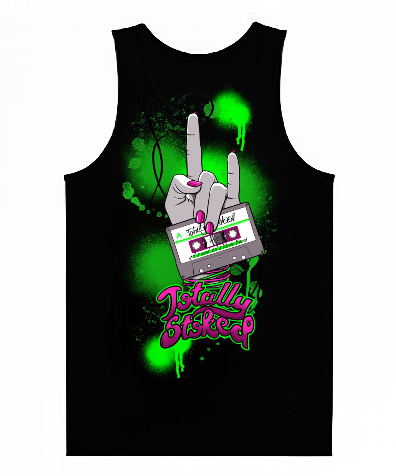 Totally Stoked Male Tank Top - Cassette Tape in Hand