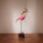 flamingo sculpture gramophone brass music vintage surrealejos surrealism fenicottero