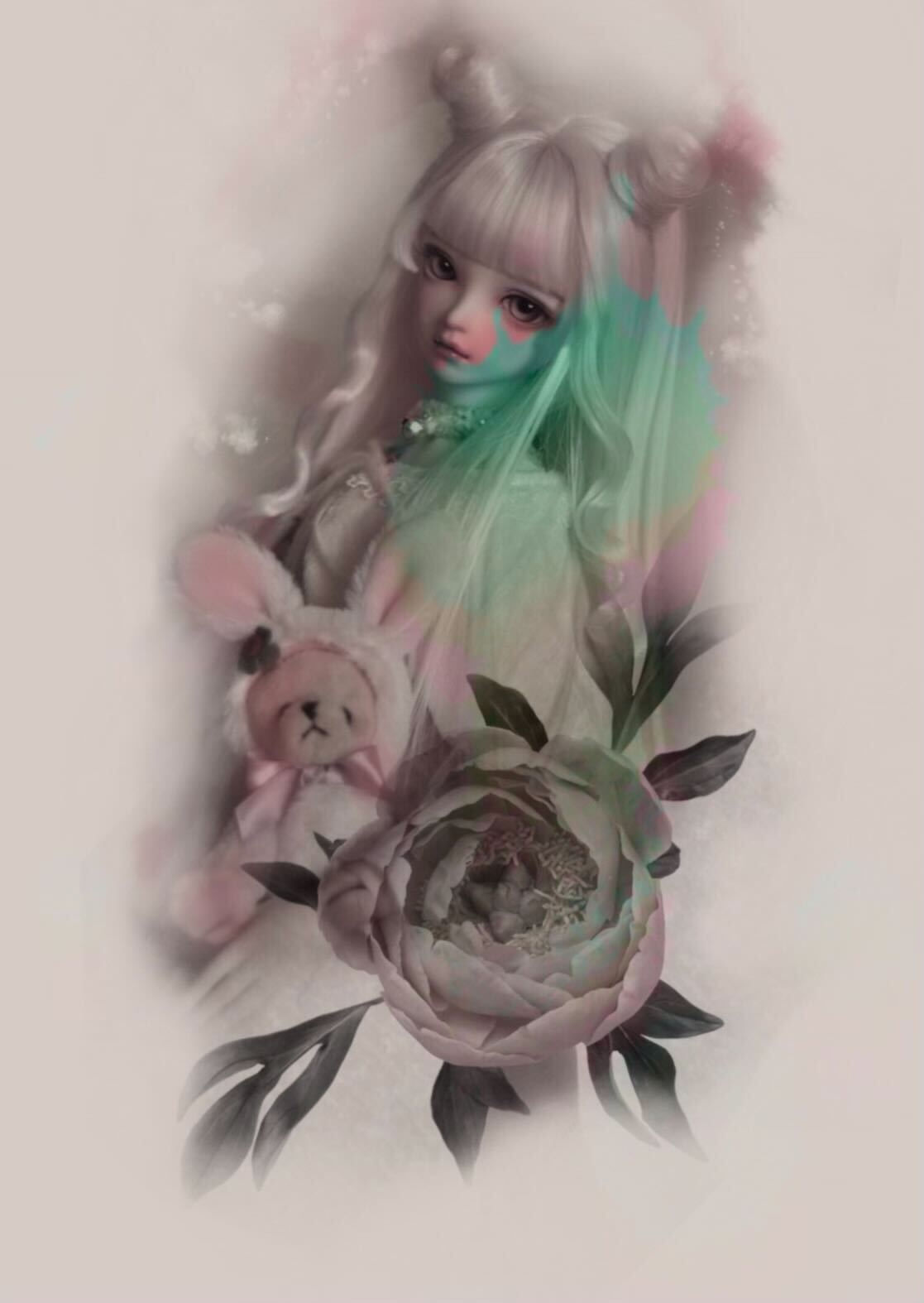 Doll and Flowers by Mengni Yang