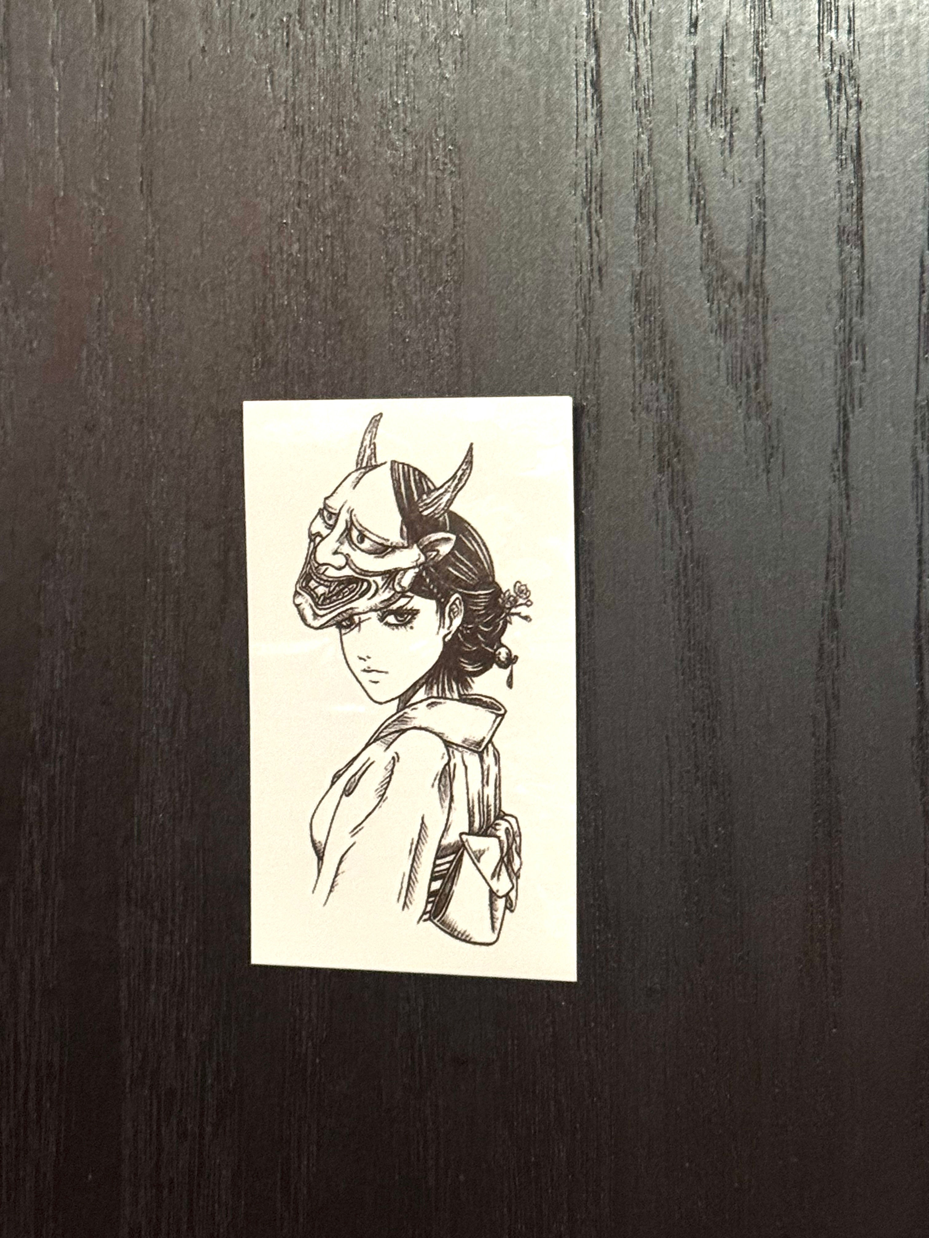 Japanese girl in kimono and a mask