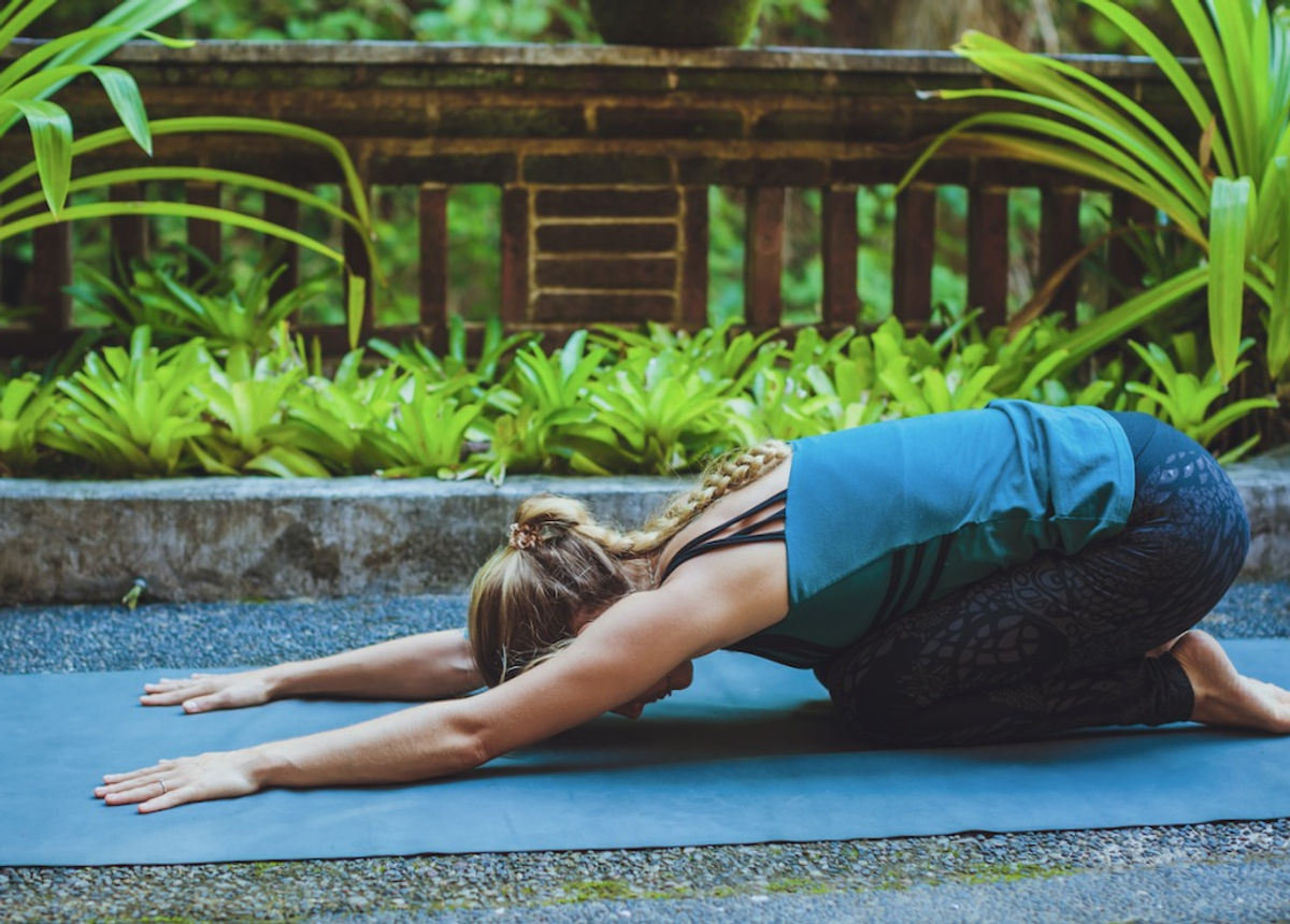 Valerie practicing yoga