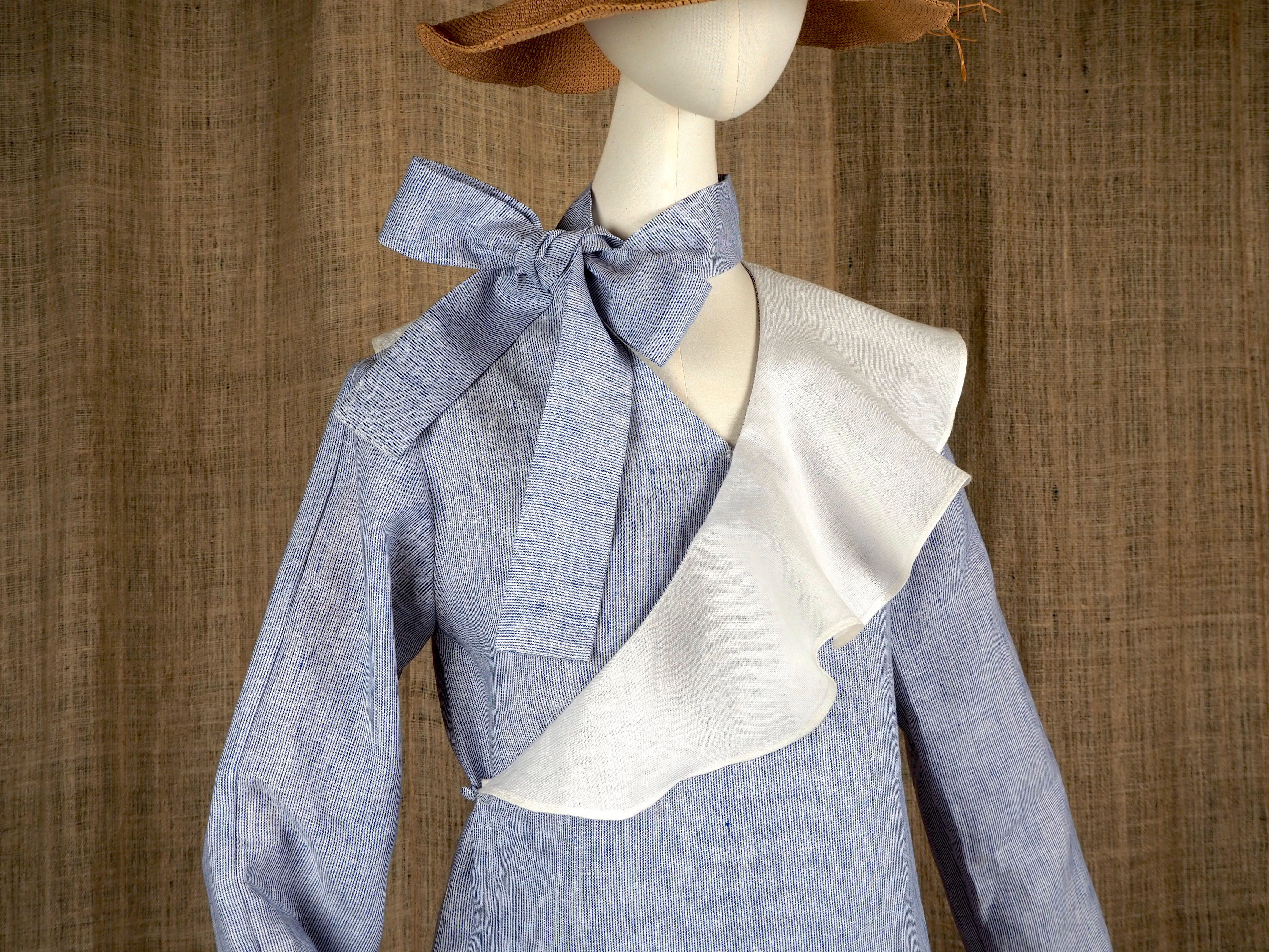 Asymmetrical Flounced Jacket Blue