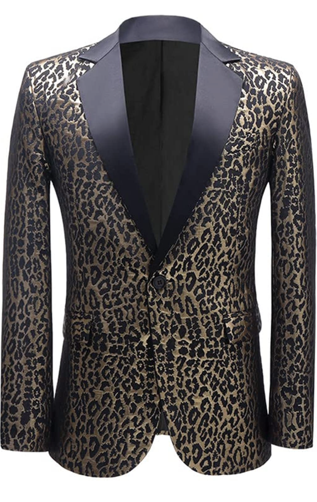 Men's Leopard Print Notched Lapel Slim Fit Tuxedo